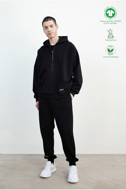 Organic cotton half-zip hoodie & pants set