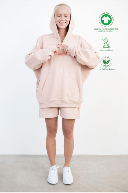 Organic cotton half-zip hoodie & shorts set